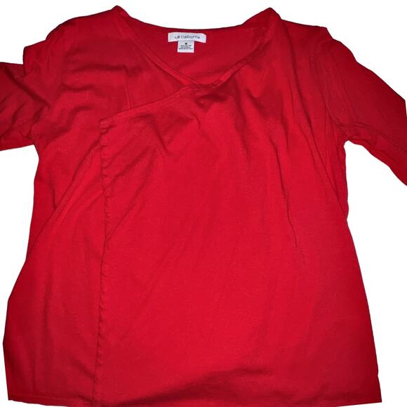 Women's Open Front Red Sweater Size Medium Liz Claiborne - Picture 5 of 7